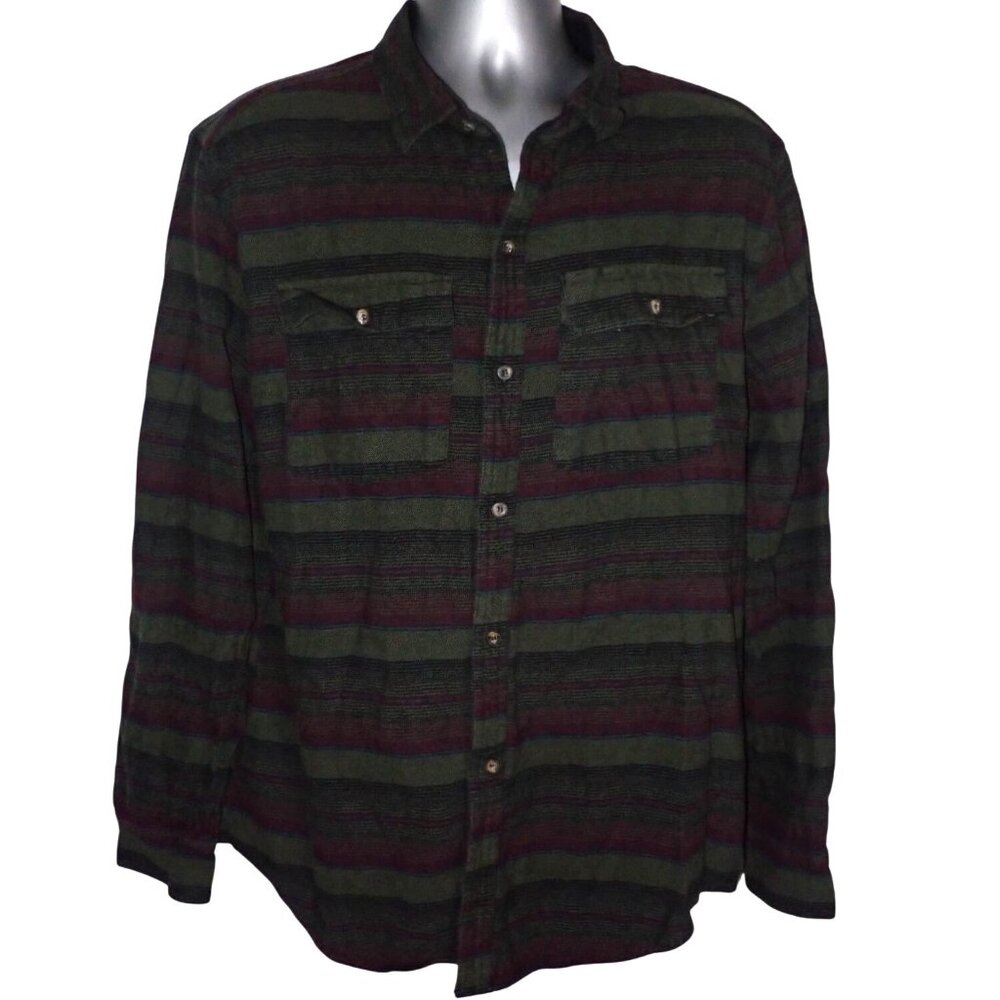 DRAVUS Malachi Woven Stripe Cotton Button Down Shirt Mens XL‎ Outdoor Gorpcore